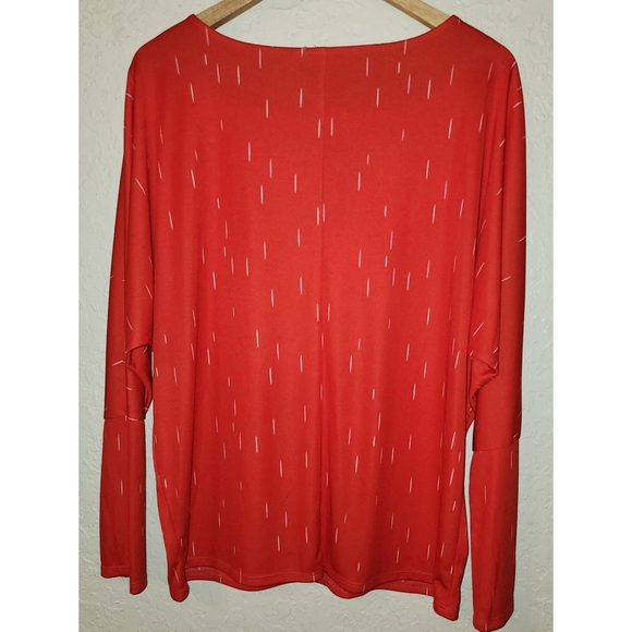 NWT Worthington Women's Top Long Batwing Sleeves Fiery Red Bespeckled Size XL - Picture 3 of 11
